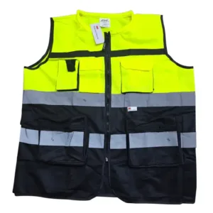 3M Reflective Engineer Hi Visibility safety vest Black And Lemon Green