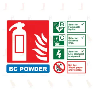 BC Powder fire extinguisher Identification Sign