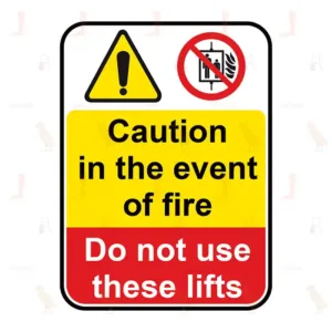 تحذير في حالة الحريق لا تستخدم المصاعد