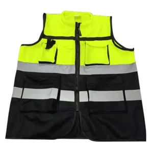 Engineer Hi Visibility safety vest Black And Lemon Green