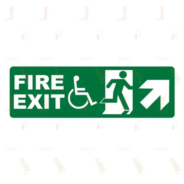Fire exit with Disabled symbol UP down RIGHT