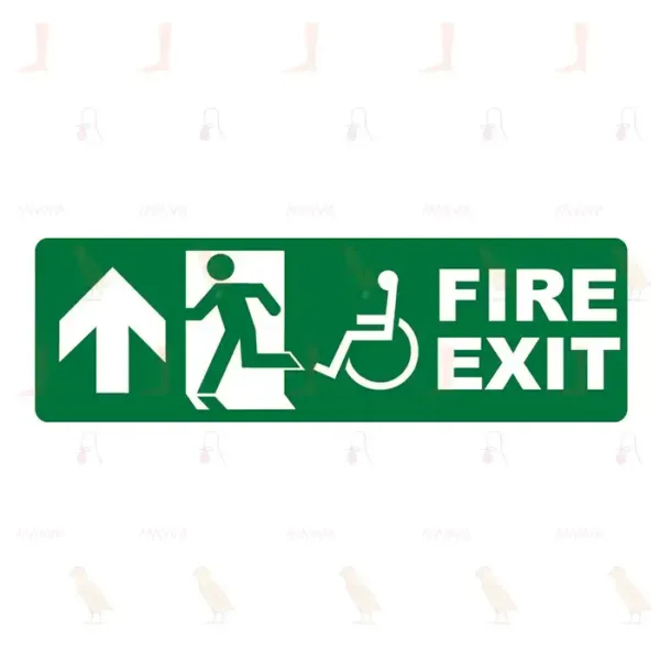 Fire exit with Disabled symbol arrow UP