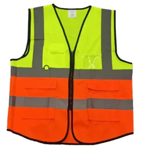 V-Neck Engineer Hi Visibility safety vest Orange And Lemon Green